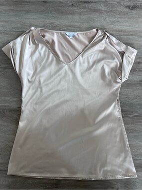 Pur V-Neck Blouse in Soft Nude
